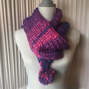 Pink Purple Hooded Infinity Scarf Soft Warm Stripe
